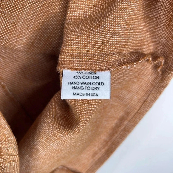 Lykke Wullf Fig Dress Pecan Linen Cotton Mini Dress Square Neck Neutral Medium - Picture 8 of 12